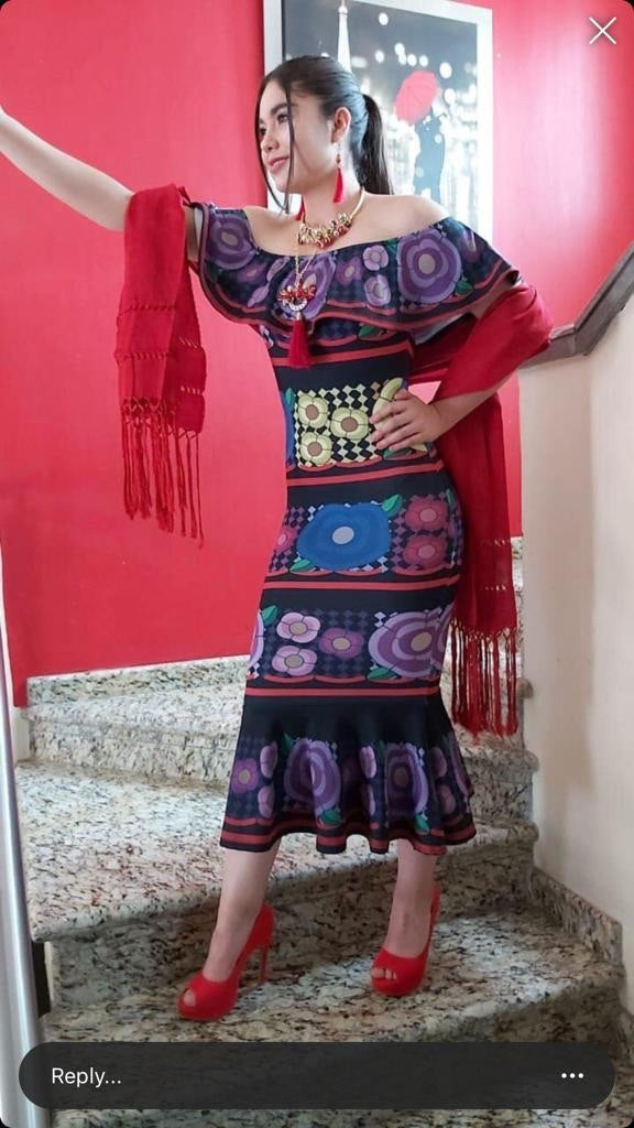 Mexican Jalapa Printed Maxi Dress
