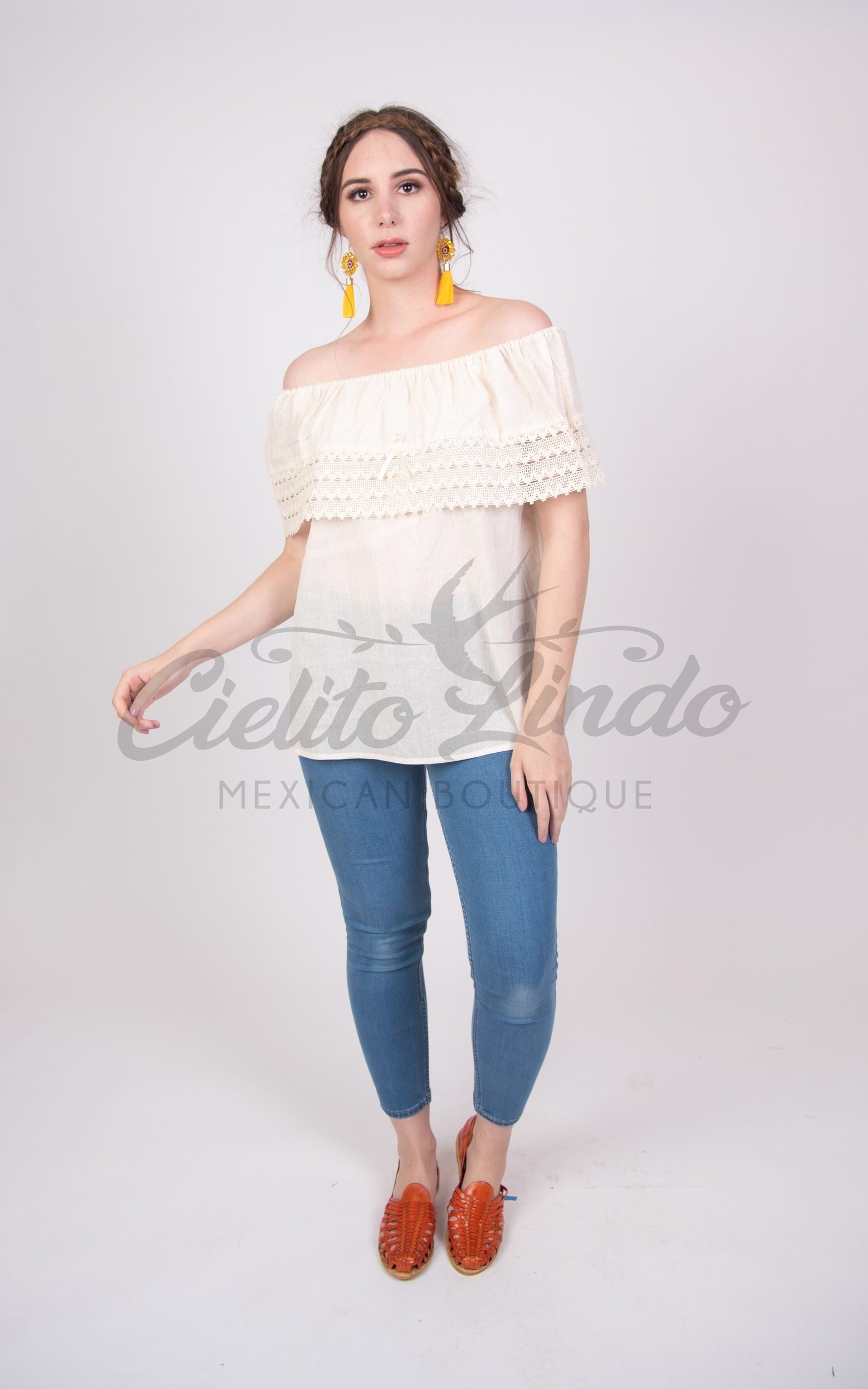 Campesina Off the Shoulder Blouse Ivory