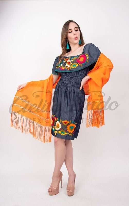 Viridiana Off the Shoulder Denim Dress