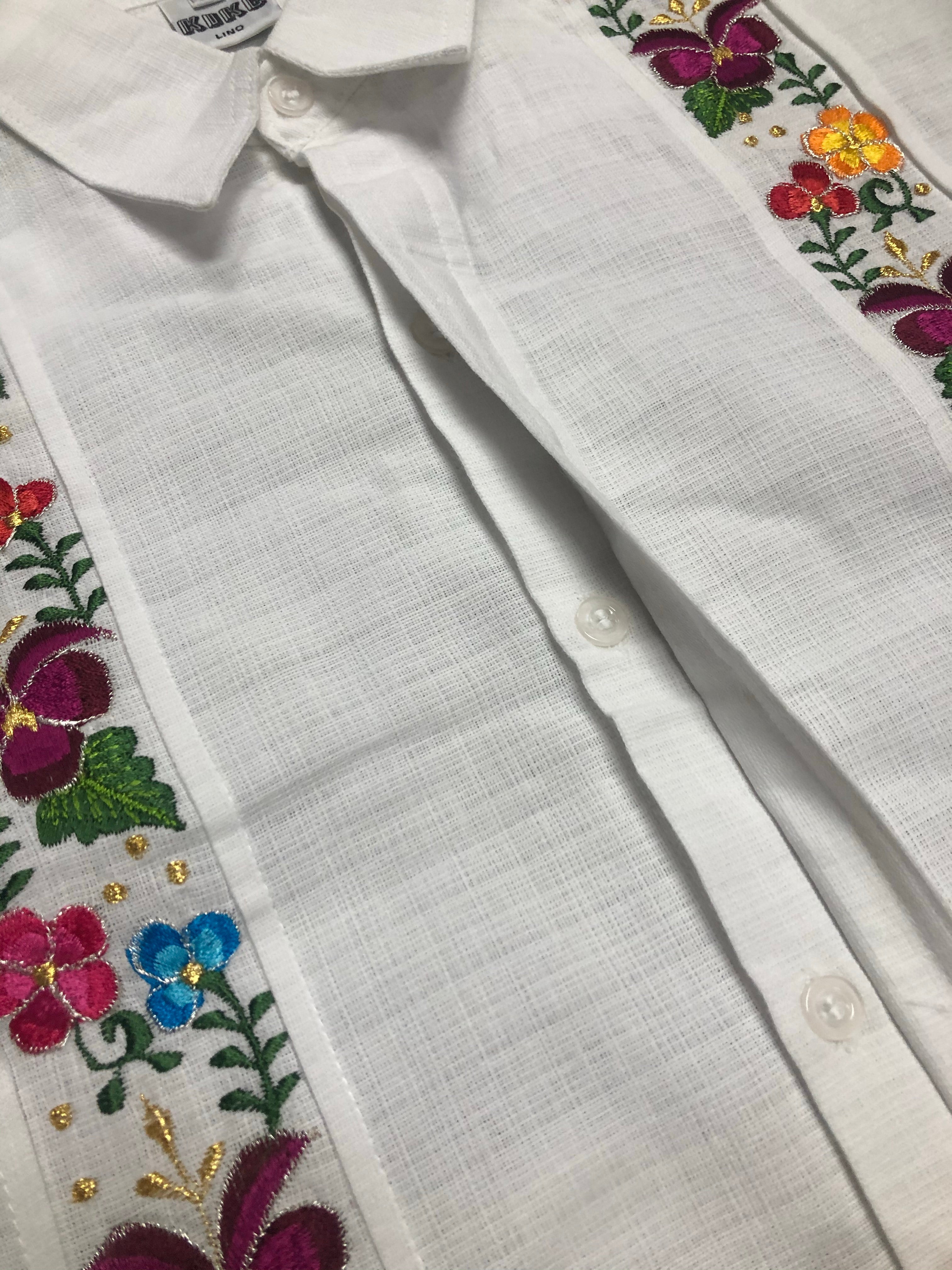 Men’s Guayabera Floral White