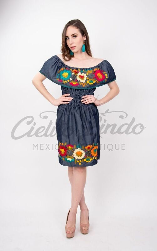 Viridiana Off the Shoulder Denim Dress
