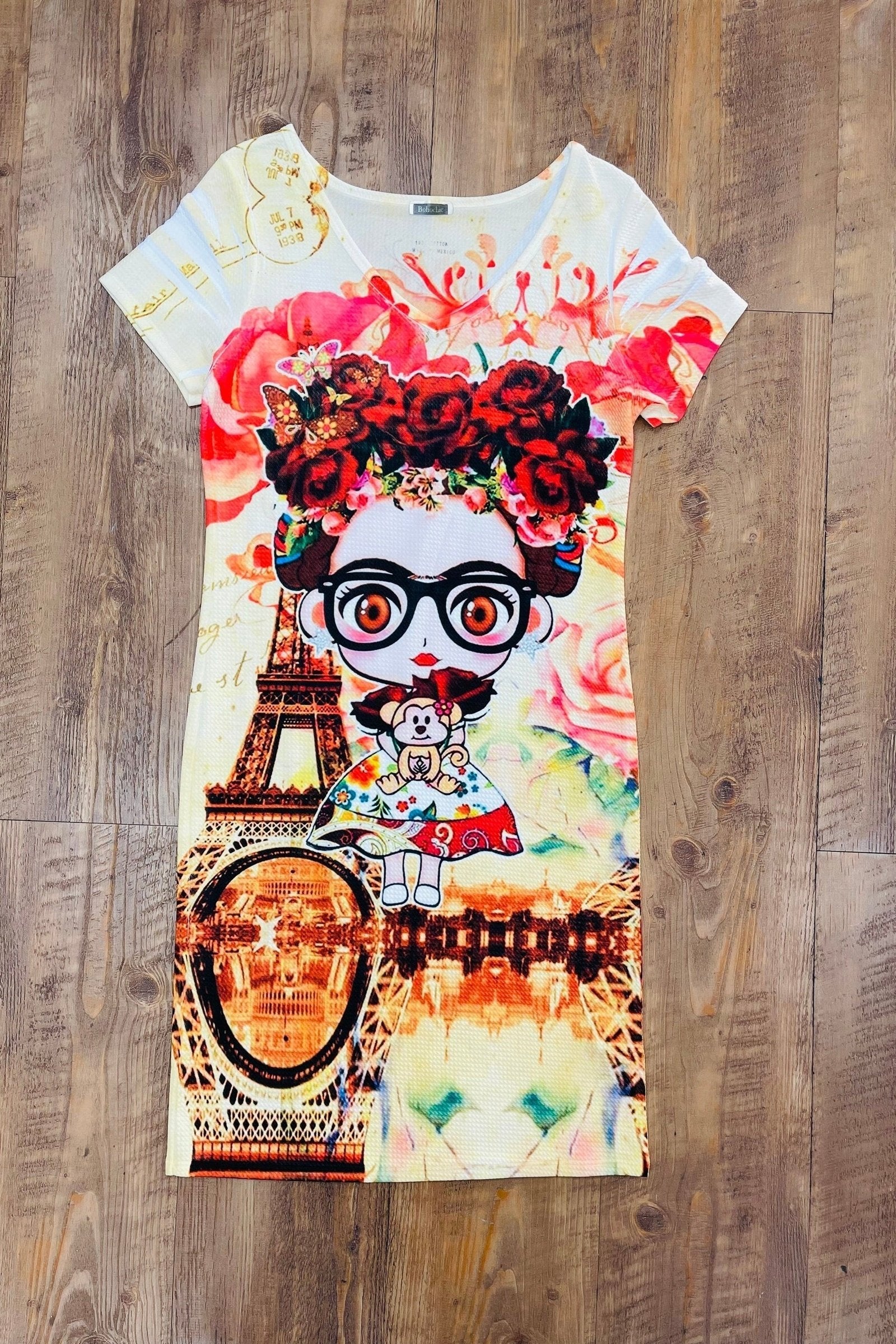 Frida Kahlo Bodycon Mini Dress Paris