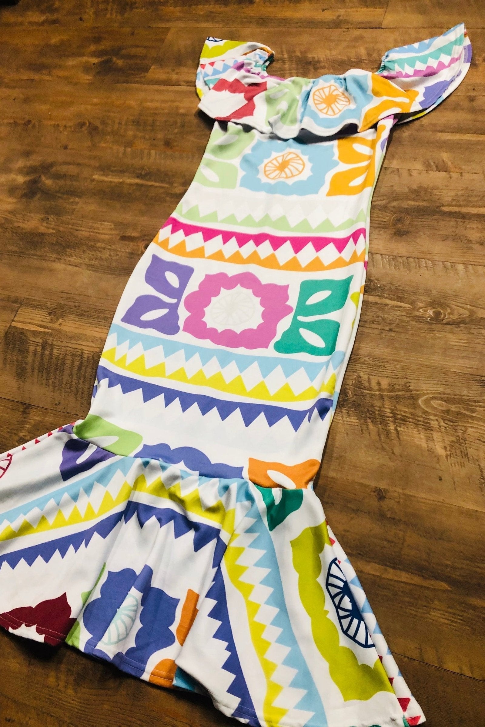 Mexican Jalapa Printed Maxi Dress