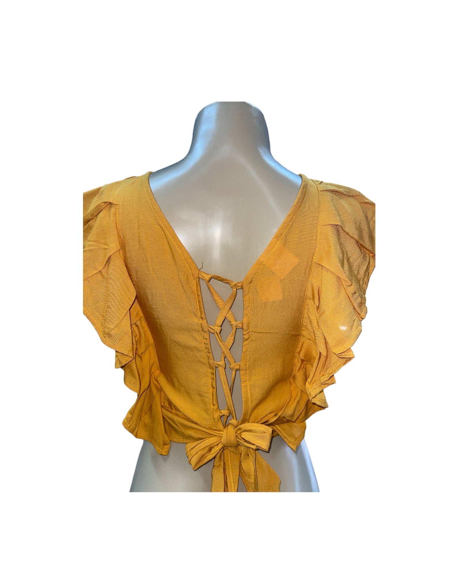 Jalapa Embroidered Crop Top Yellow and Green