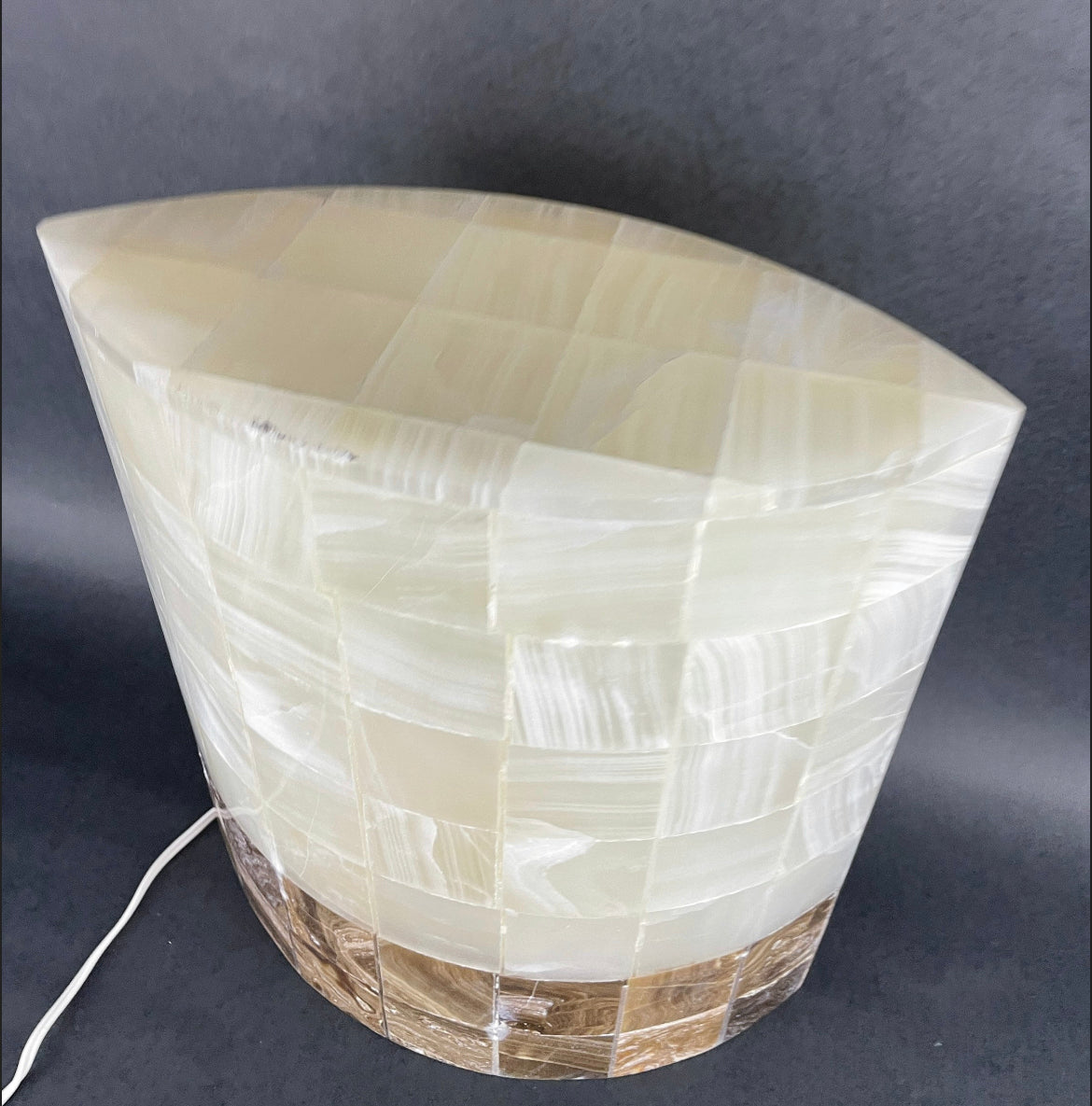 Banded Onyx Lamp Oval 14 Inch Two Tone Onyx Table Lamp
