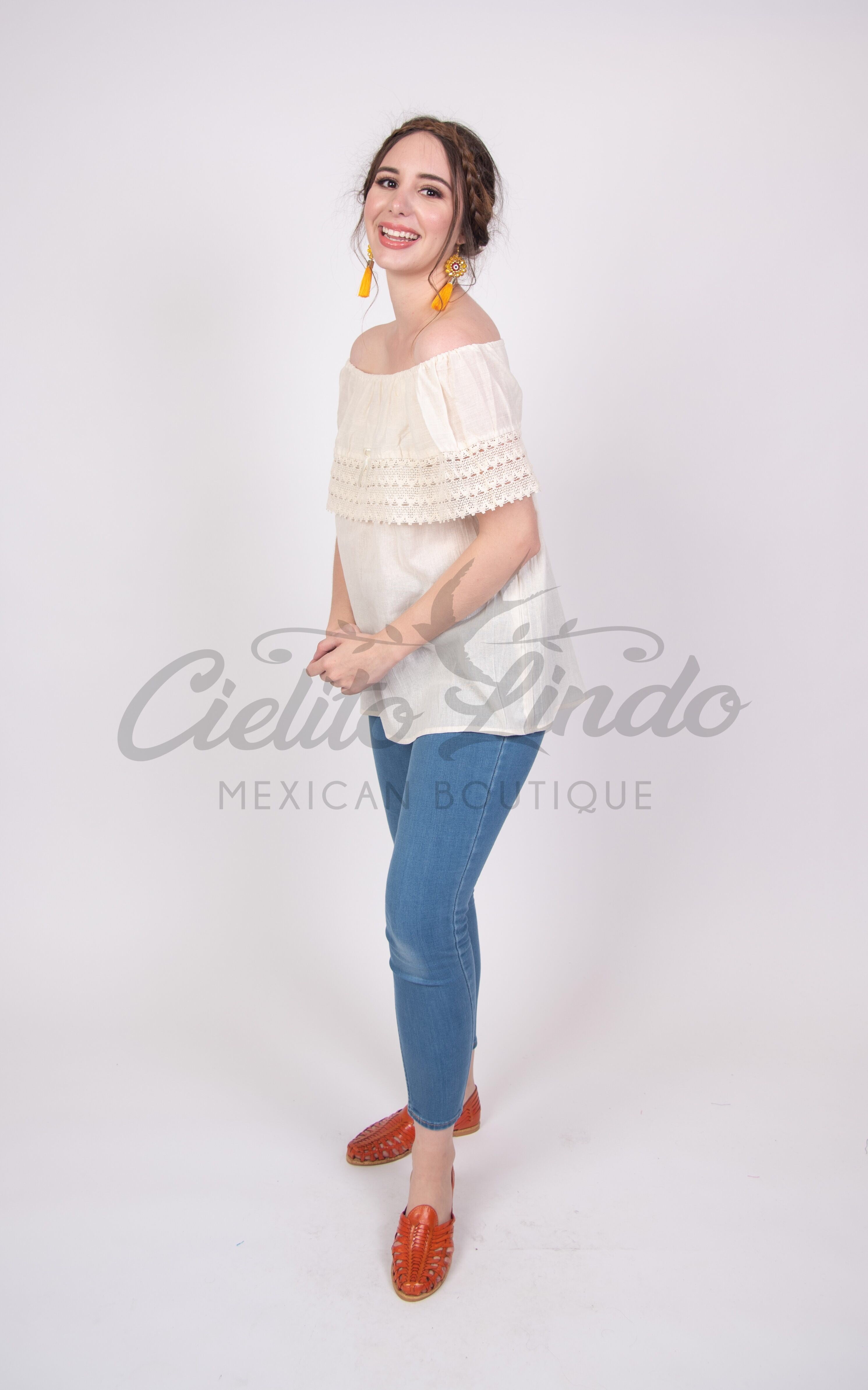 Campesina Off the Shoulder Blouse Ivory