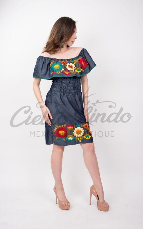 Viridiana Off the Shoulder Denim Dress