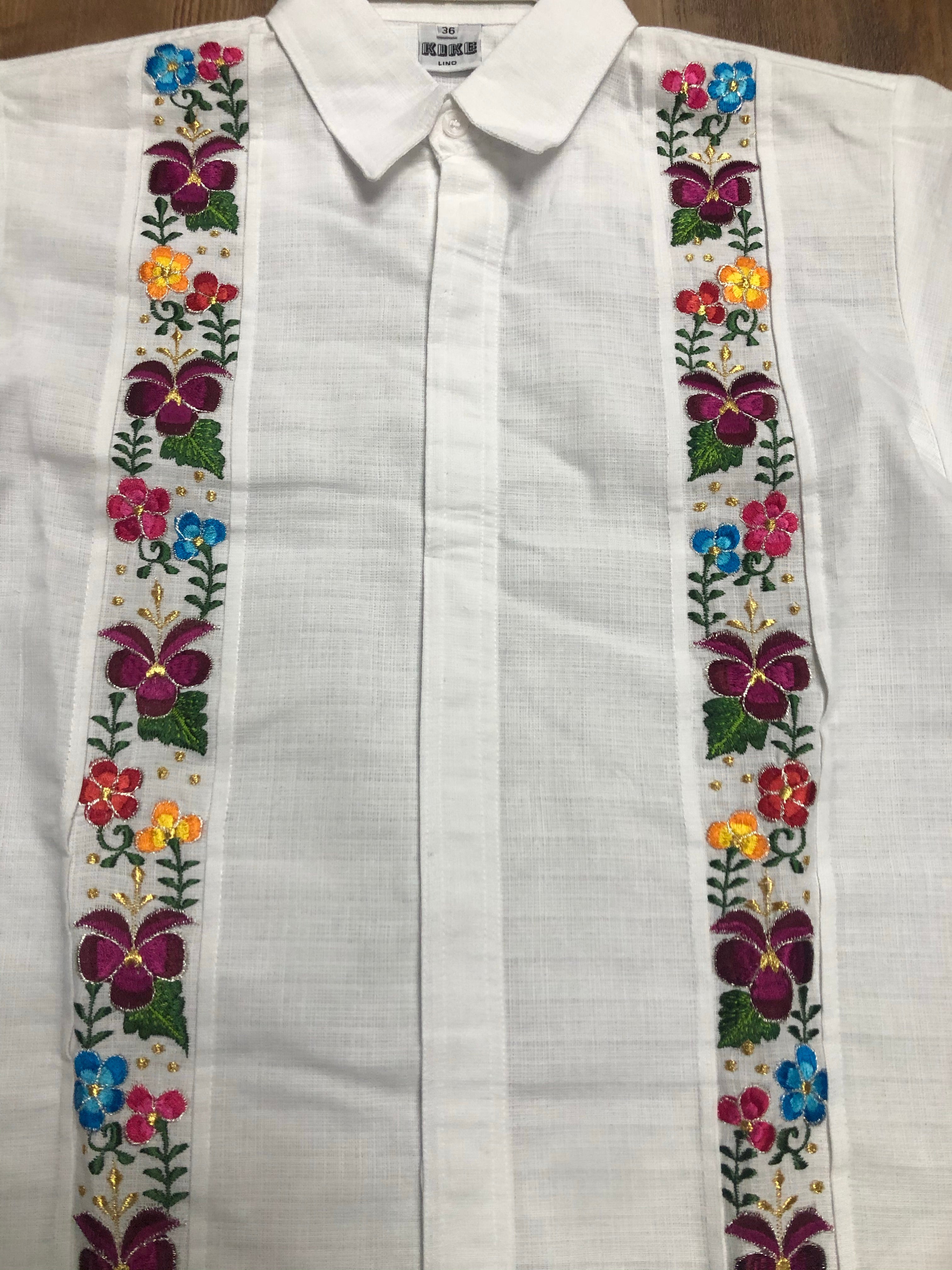 Men’s Guayabera Floral White