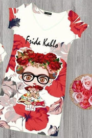 Frida Kahlo Bodycon Mini Dress Rosas Rojas