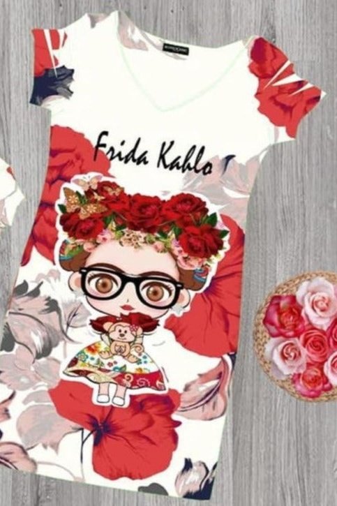 Frida Kahlo Bodycon Mini Dress Rosas Rojas