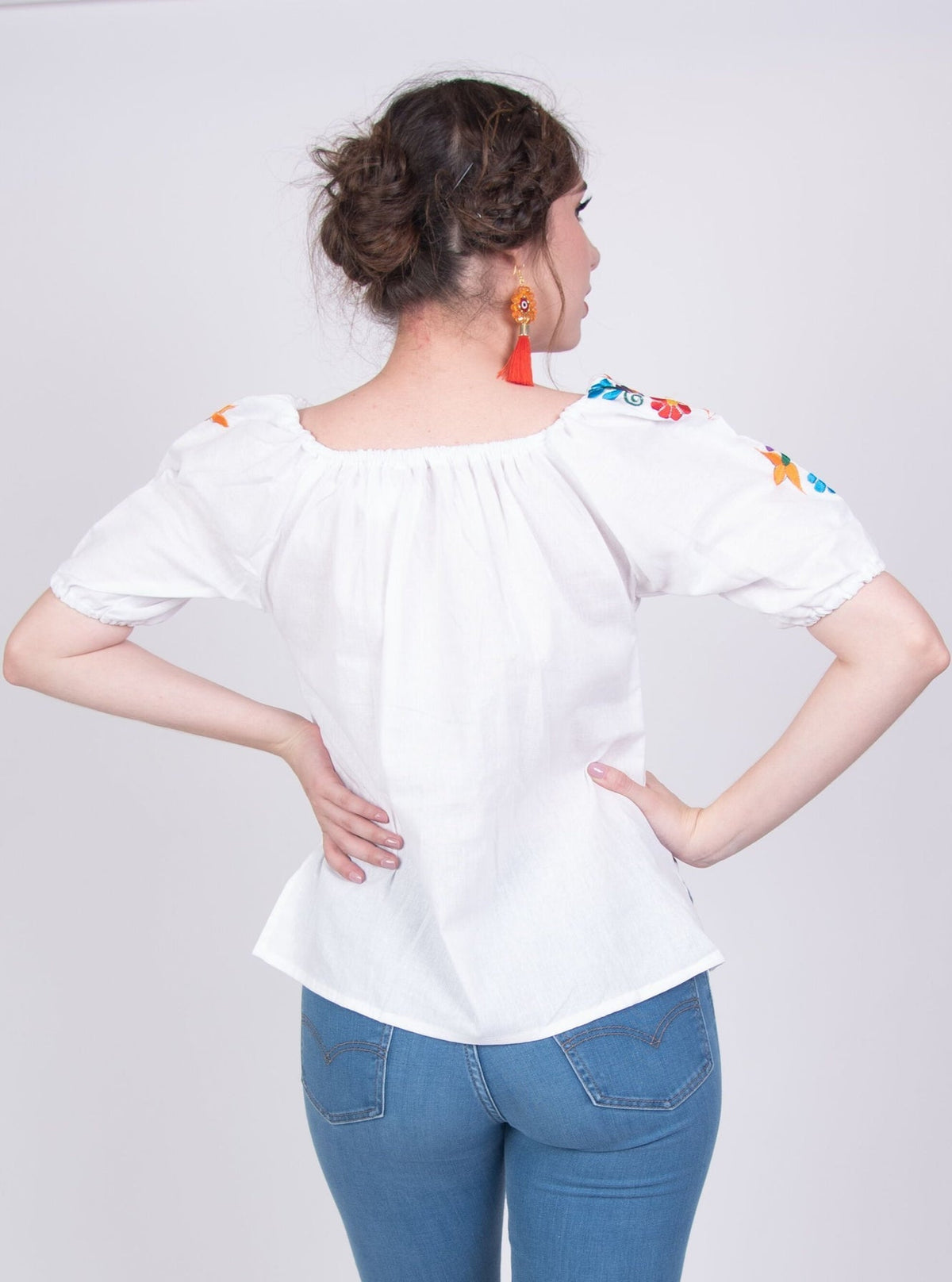 Tecali Embroidered Ivory Top
