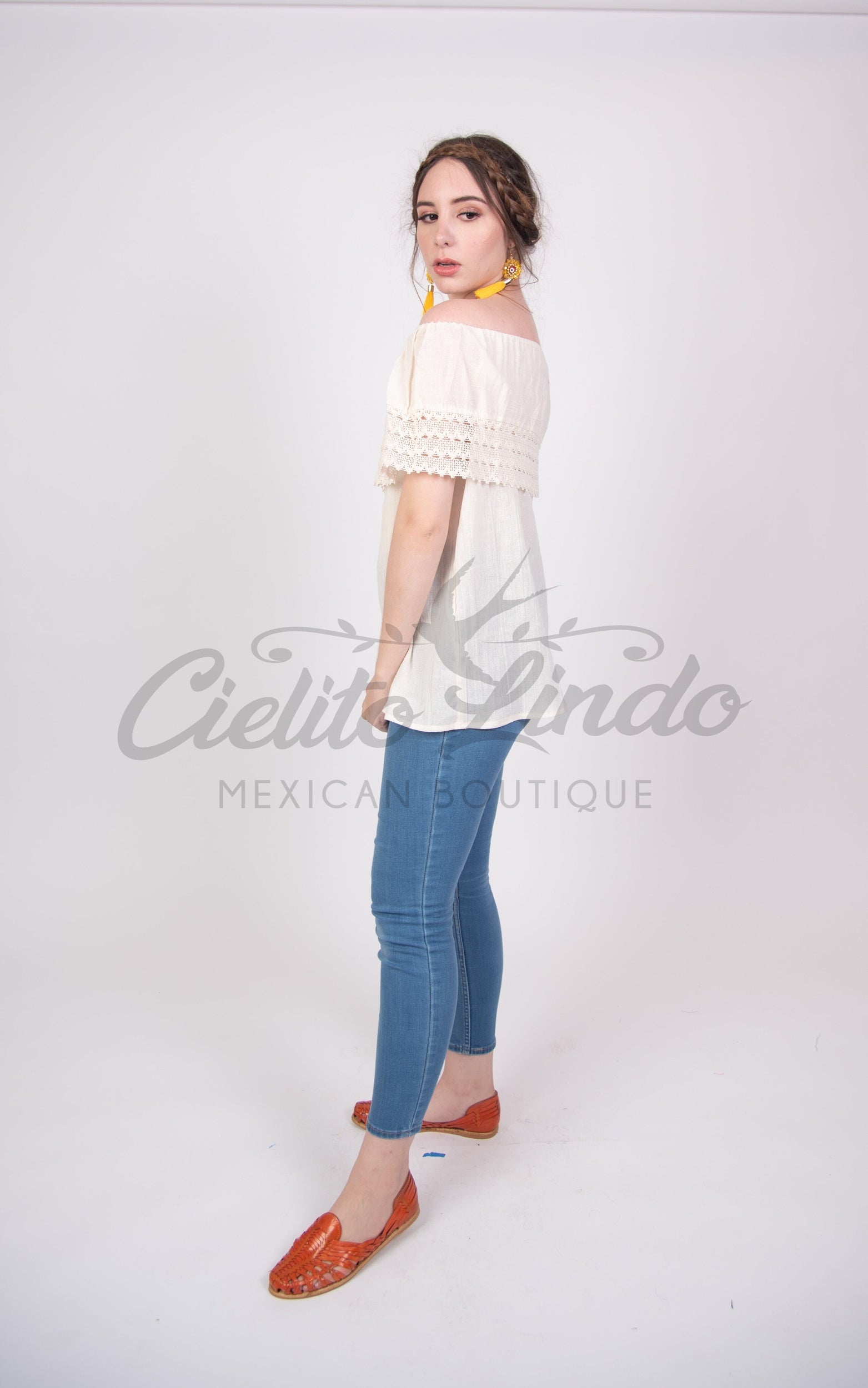Campesina Off the Shoulder Blouse Ivory