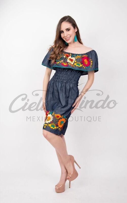 Viridiana Off the Shoulder Denim Dress