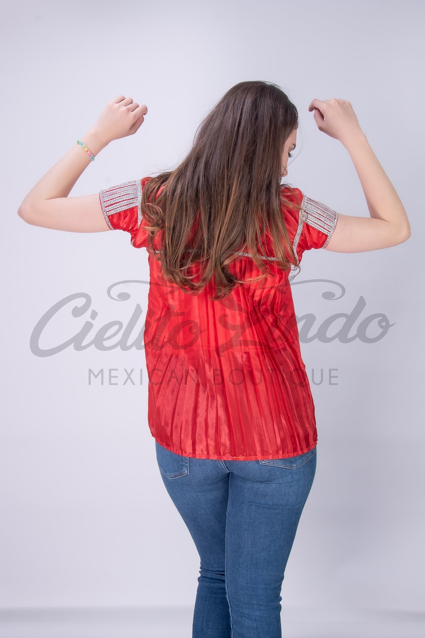 Mexican Blue Sateen Top Chamula