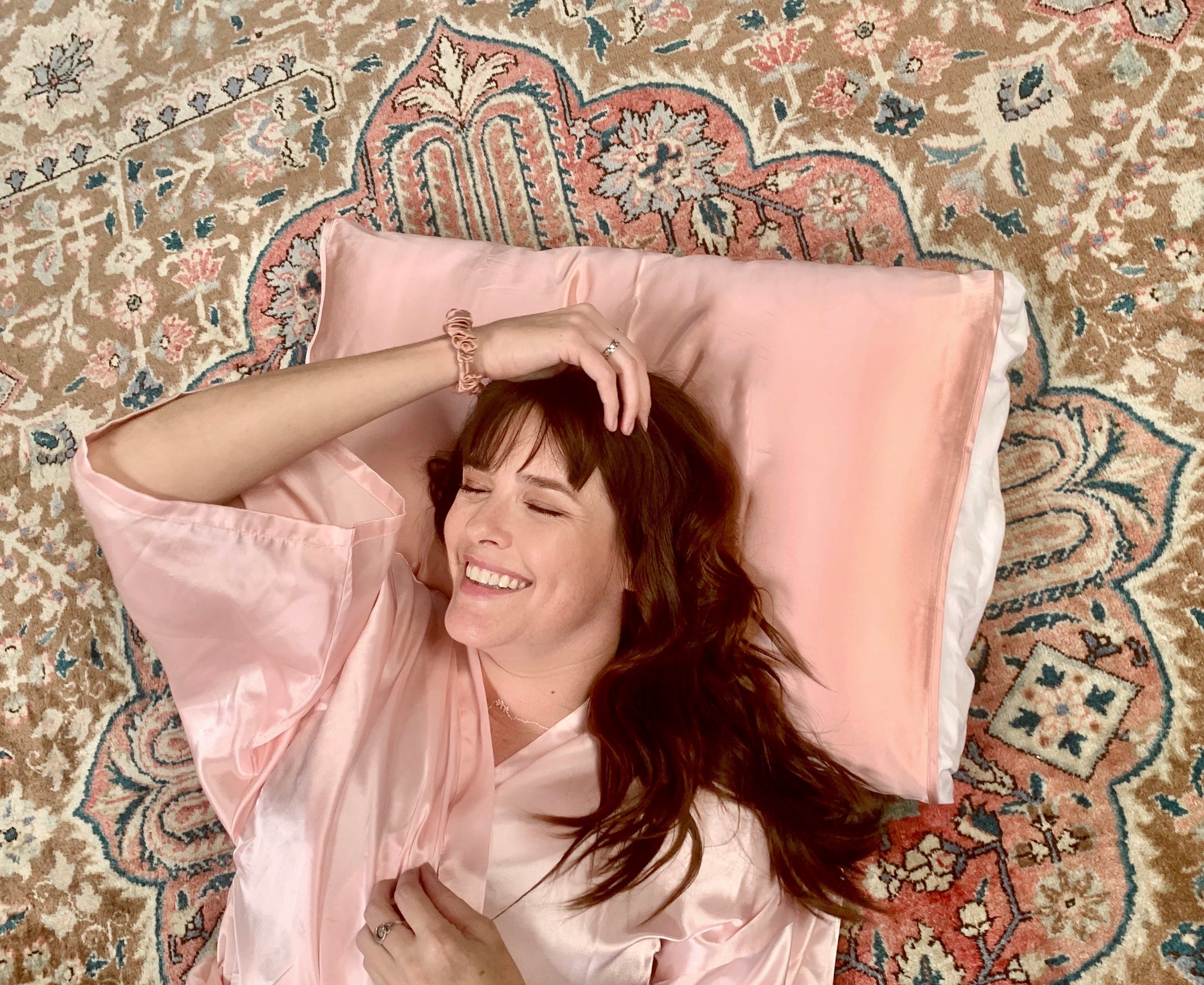 Dusty Pink Silk Pillow Sleeve.