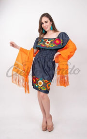Viridiana Off the Shoulder Denim Dress