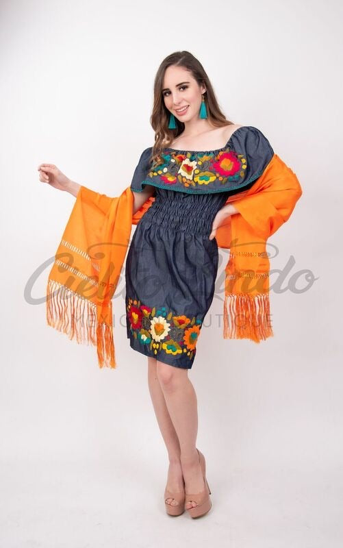 Viridiana Off the Shoulder Denim Dress