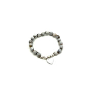 Adlay Bead Heart Charm Bracelet