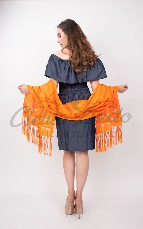 Viridiana Off the Shoulder Denim Dress