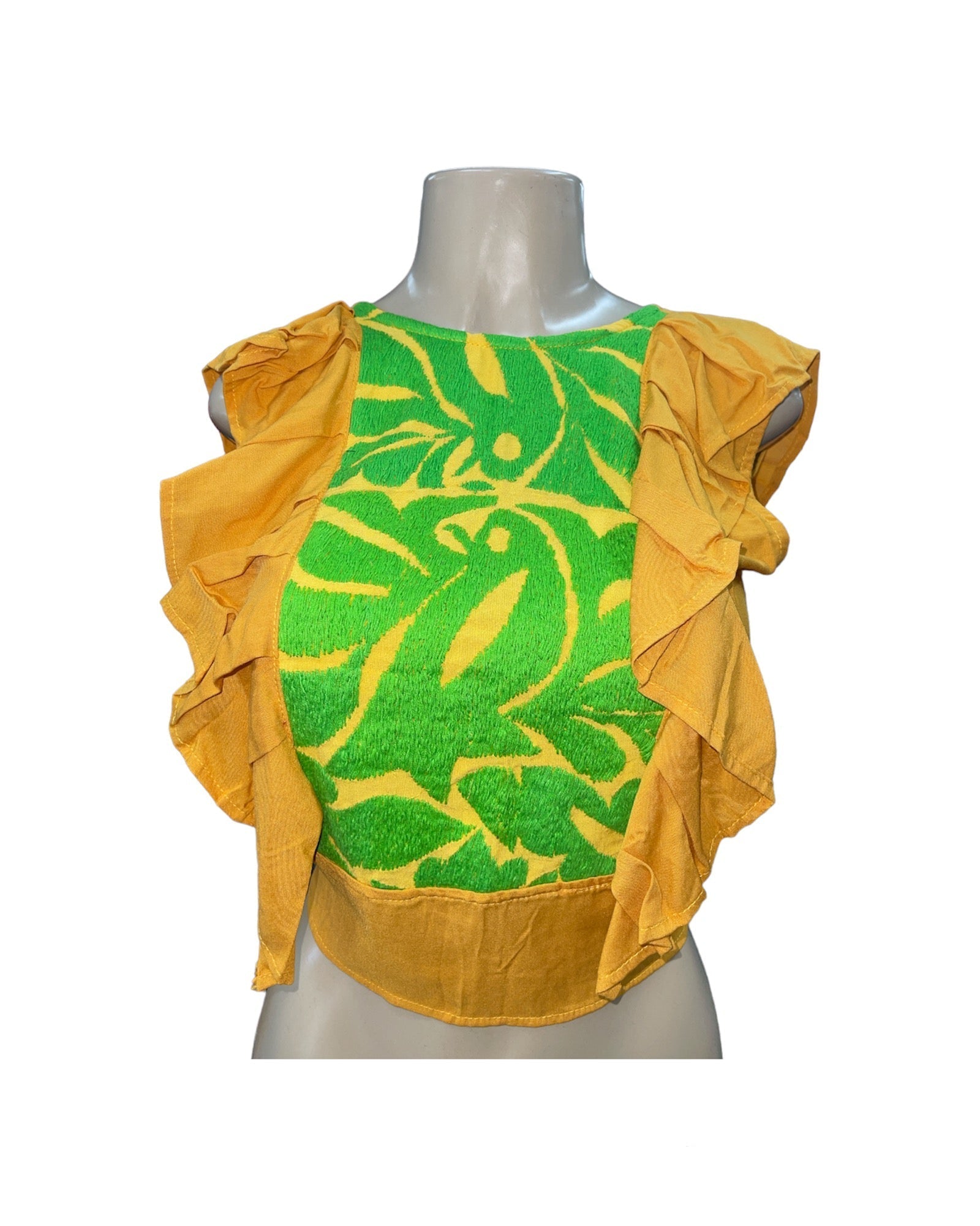 Jalapa Embroidered Crop Top Yellow and Green