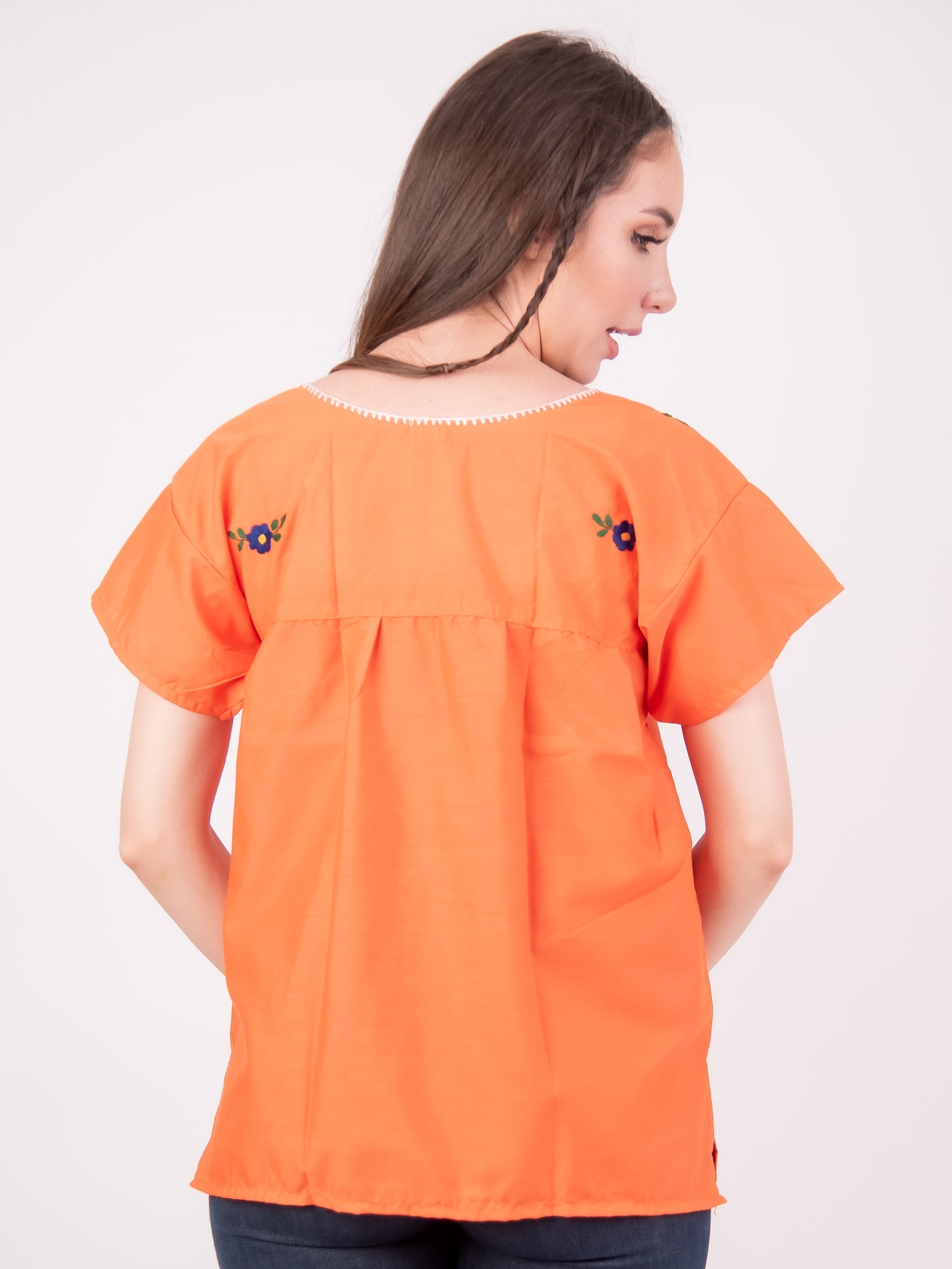 Tehuacan Embroidered Blouse Hot Pink
