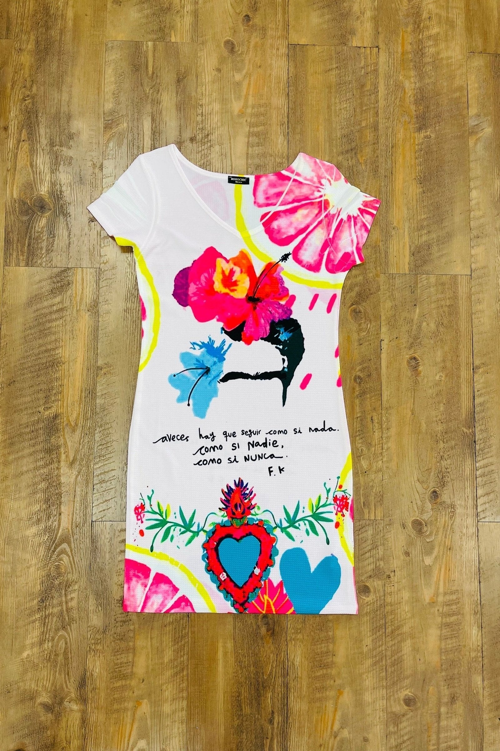 Frida Kahlo Bodycon Mini Dress Quote X-Large