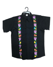 Men’s Guayabera Floral Black