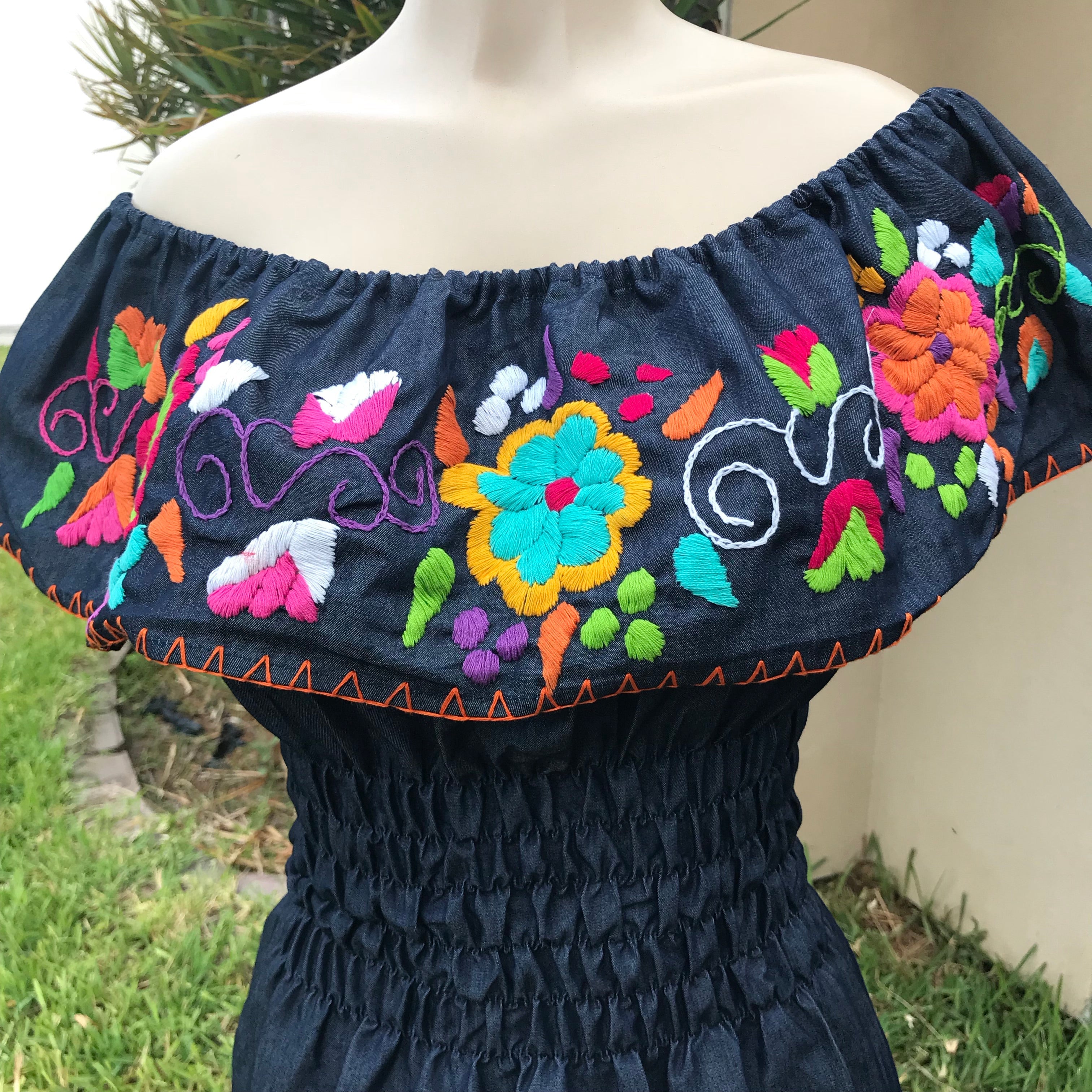 Viridiana Off the Shoulder Denim Dress