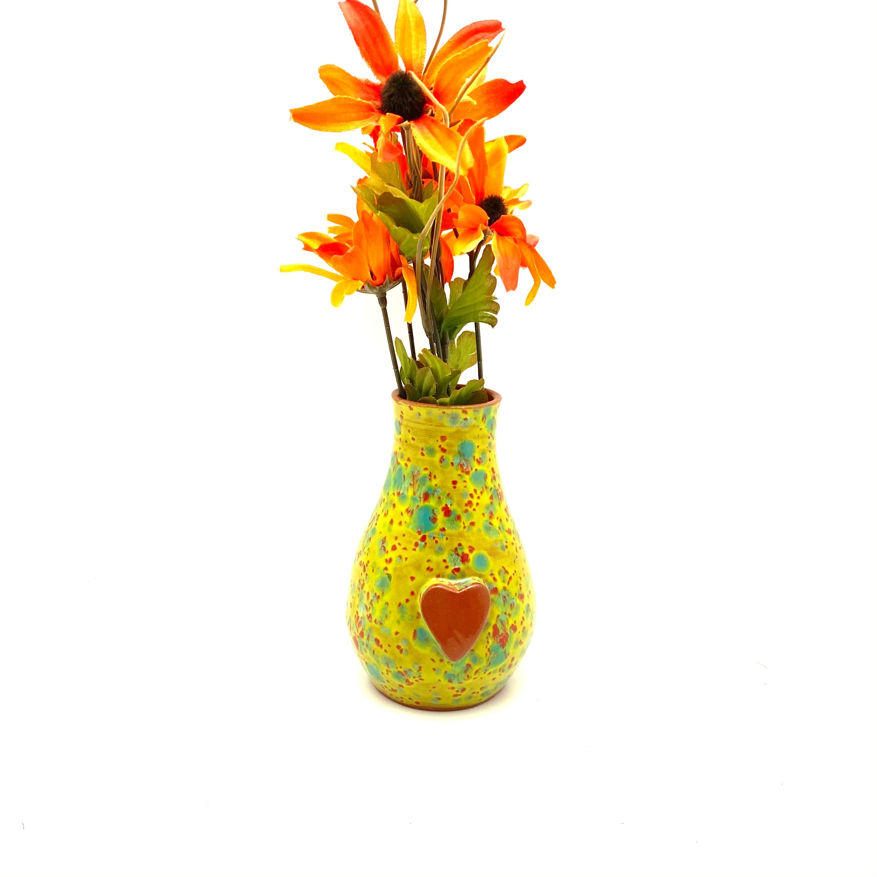 Calliope Heart Vase - Green Confetti