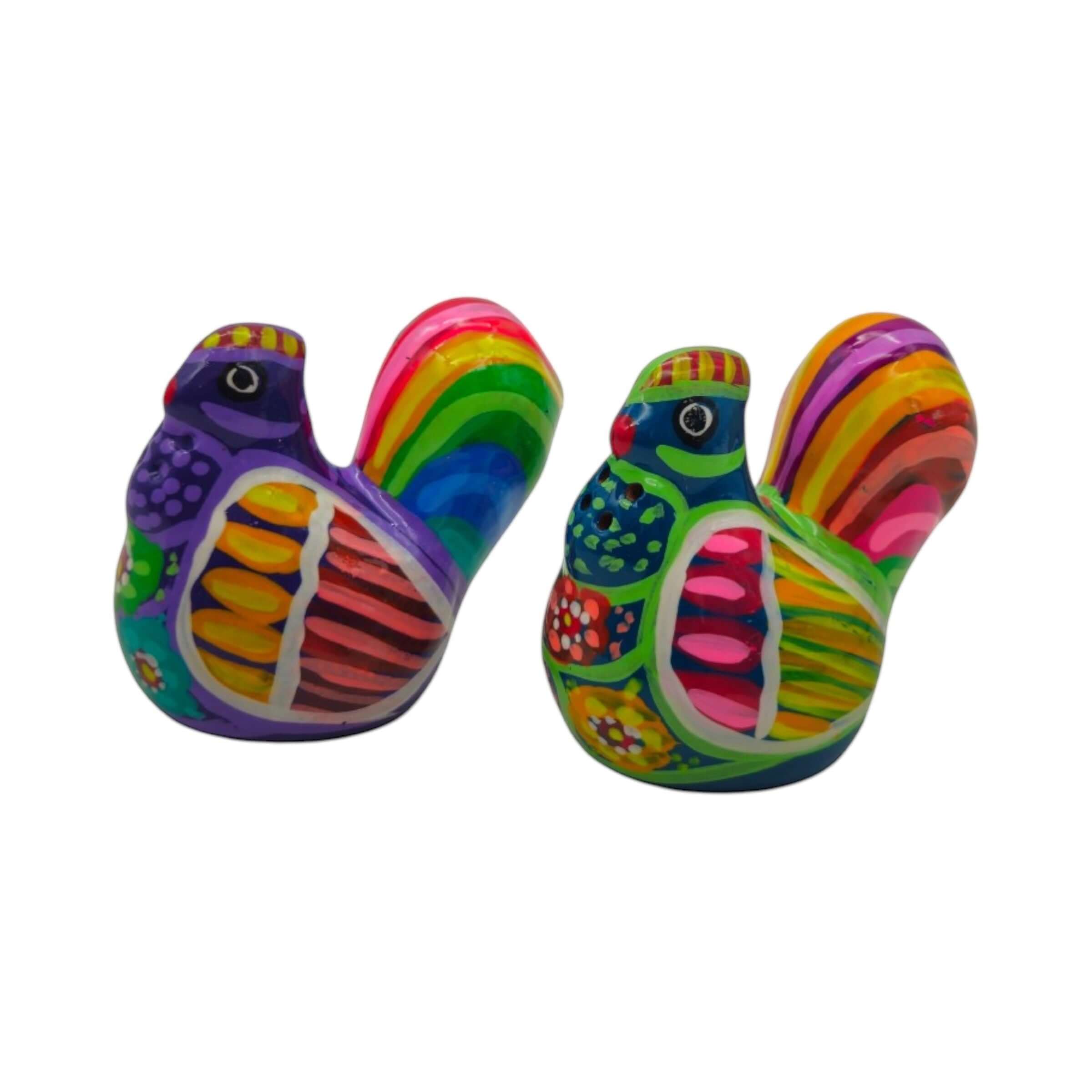 Set of 2 Chicken Salt and Pepper Shakers | Mexican Hand-Painted Guerrero Pottery
