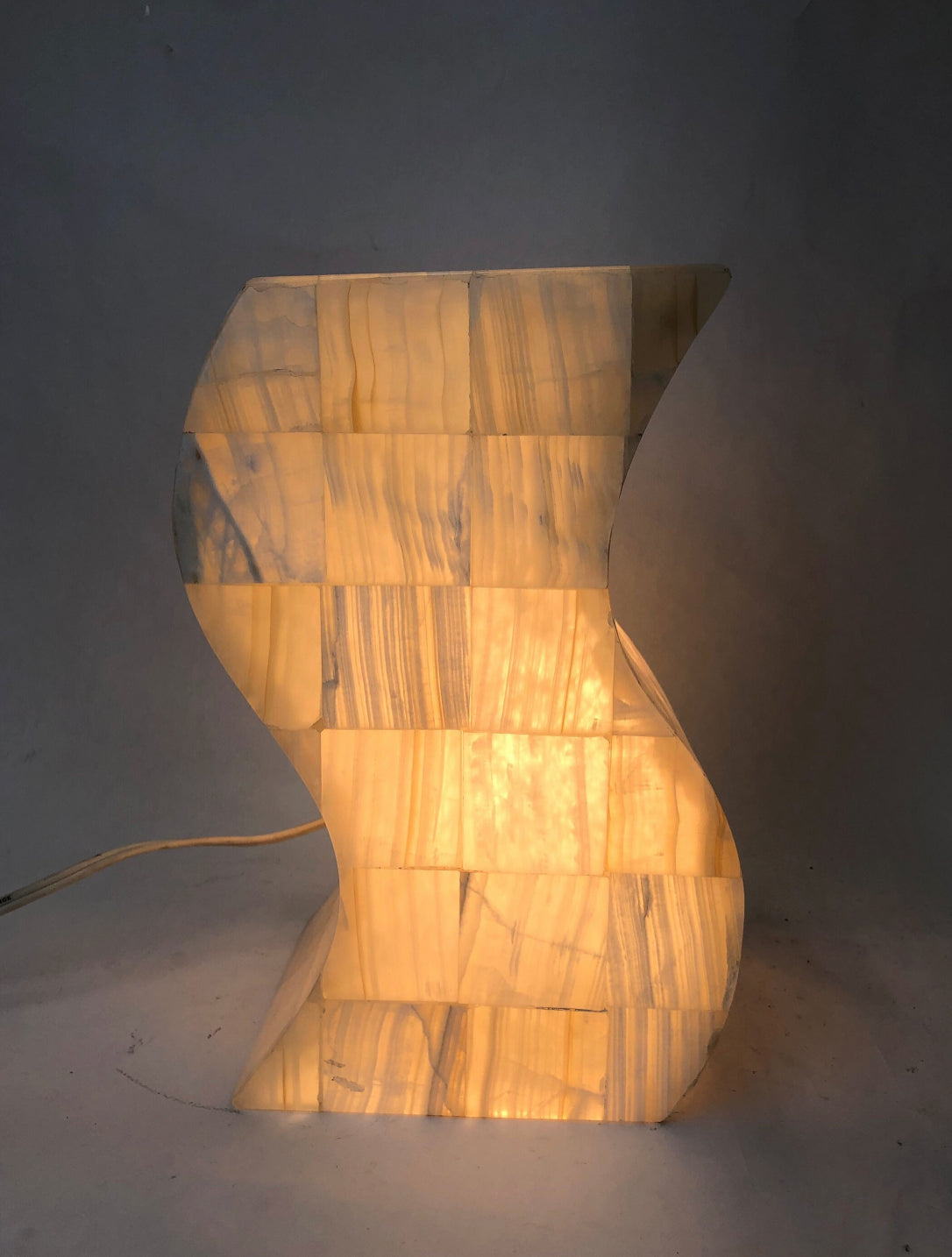 Banded Onyx S Shaped 12" Table Lamp Marble Lamp - Lampara Marmol