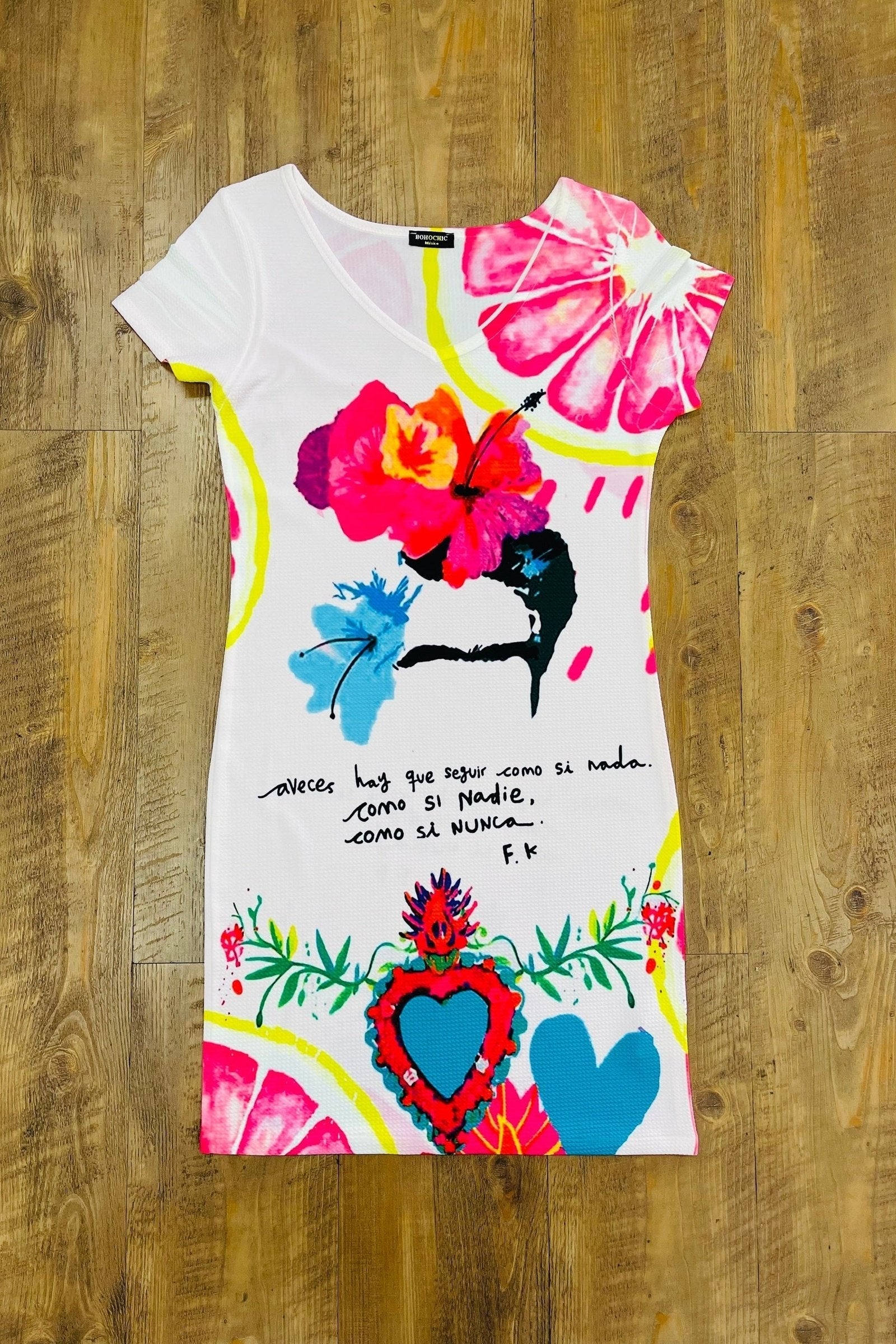 Frida Kahlo Bodycon Mini Dress Quote X-Large