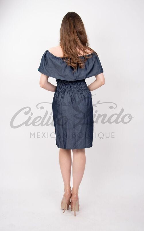 Viridiana Off the Shoulder Denim Dress