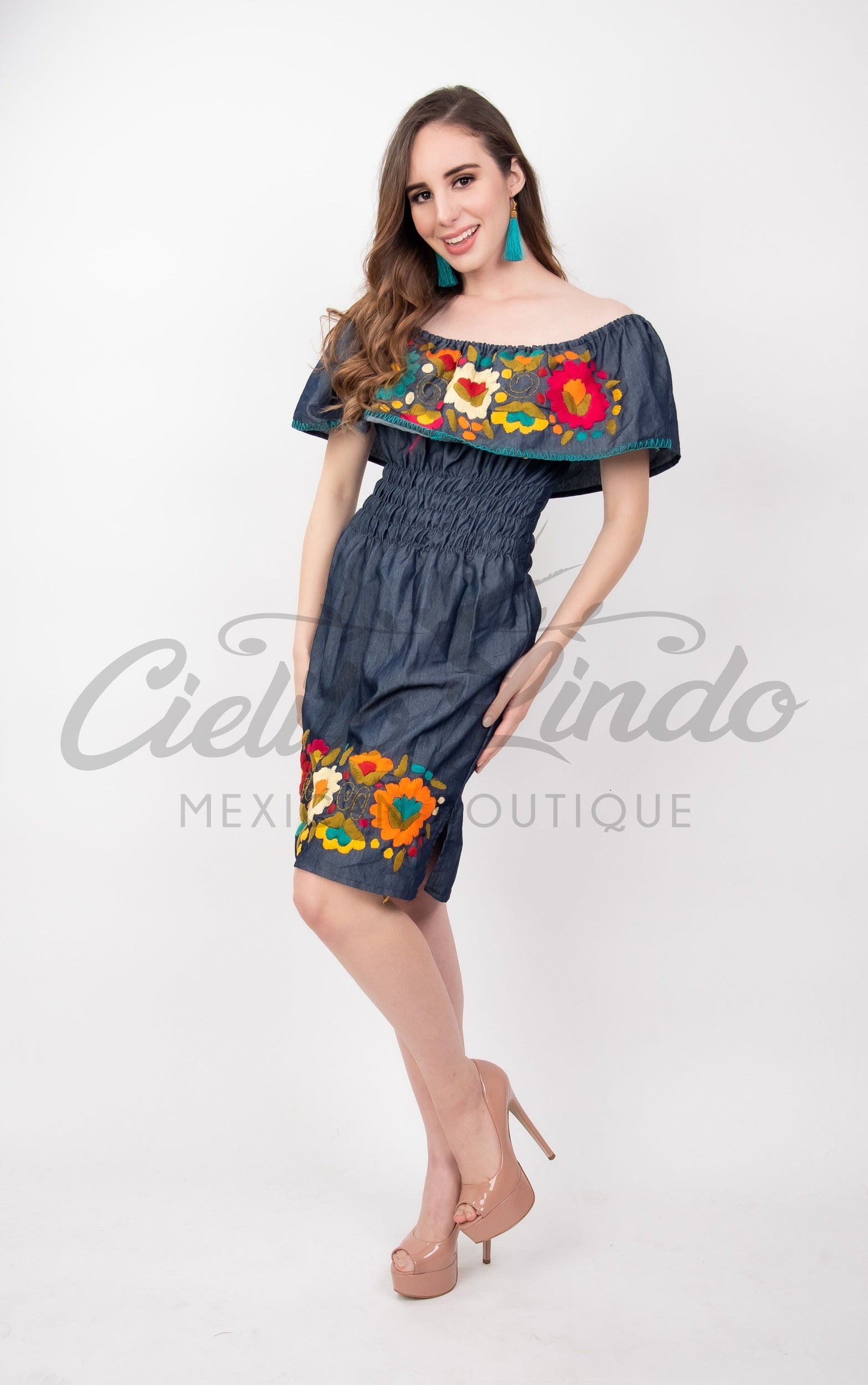 Viridiana Off the Shoulder Denim Dress