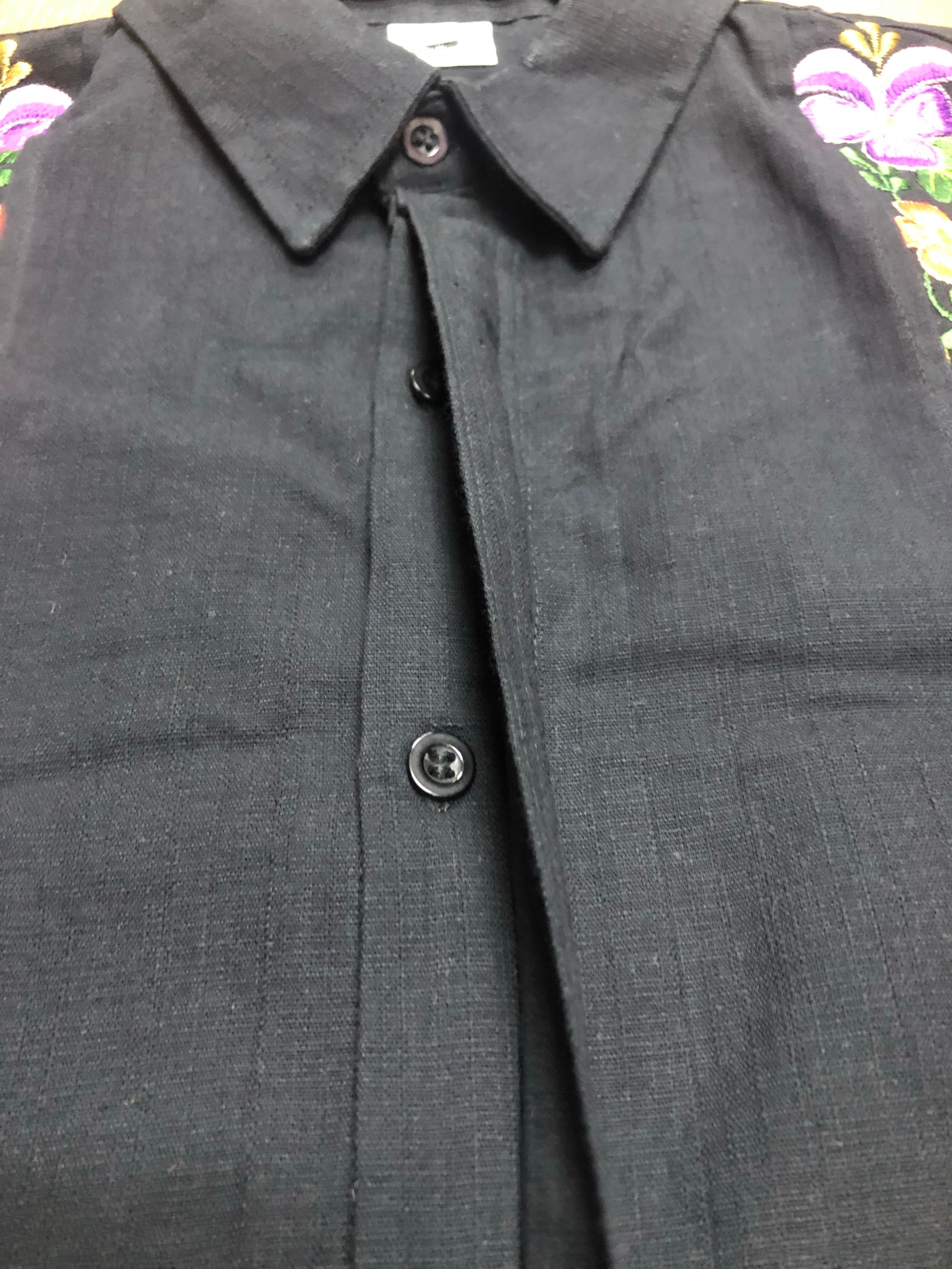 Men’s Guayabera Floral Black