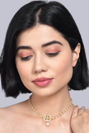 Inspired Designer Moon Shaped Kundan Choker Necklace