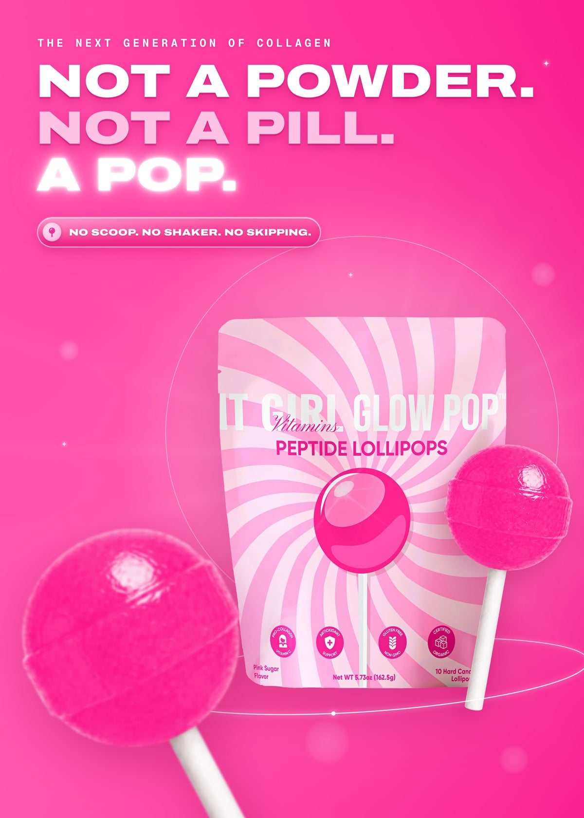 It Girl Beauty Lollipops - Collagen Peptides & Vitamin C Healthy Candy for Skin, Hair, Nails