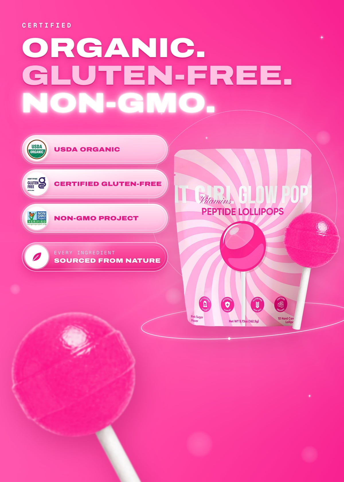It Girl Beauty Lollipops - Collagen Peptides & Vitamin C Healthy Candy for Skin, Hair, Nails
