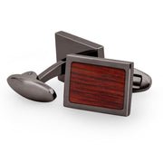 Jarrah Wood Rectangular Cufflinks - Gunmetal