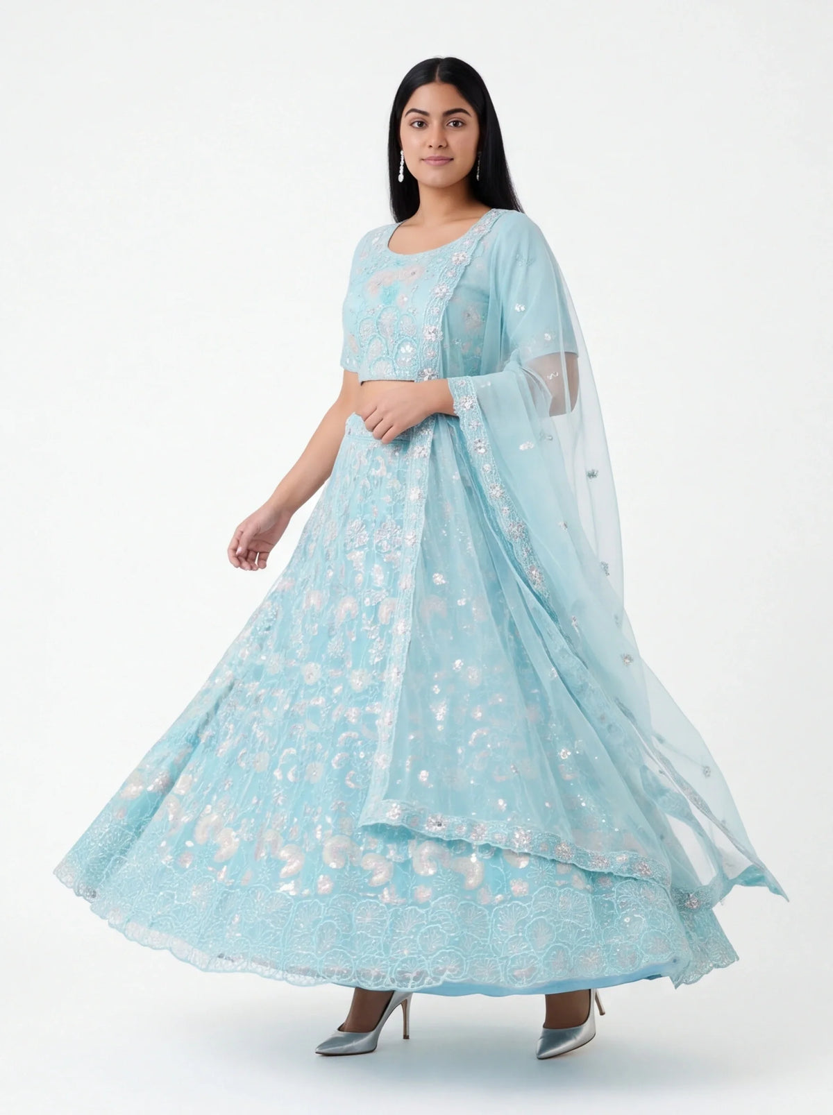 Light blue party wear Lehenga choli set