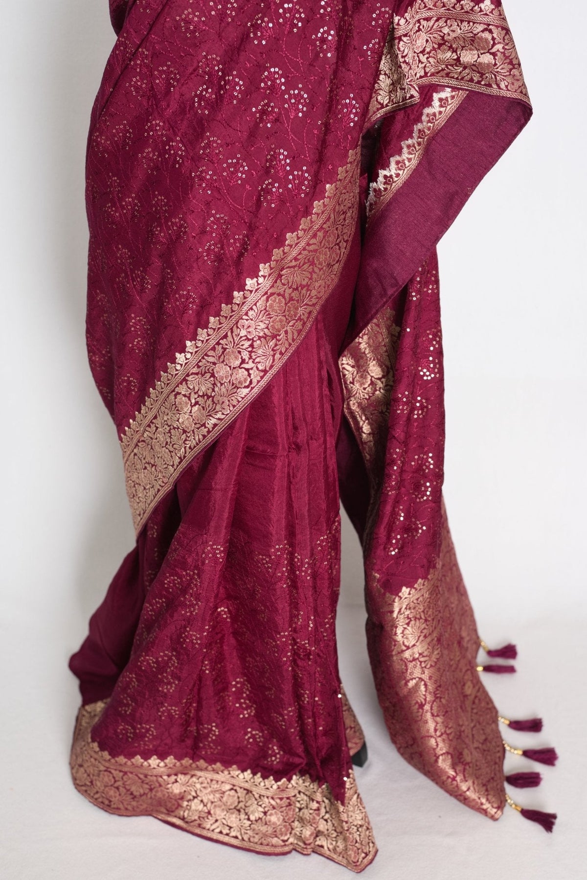 Kalpana : Purple Dola Silk Banarasi Saree with Delicate Sequin Thread Embroidery