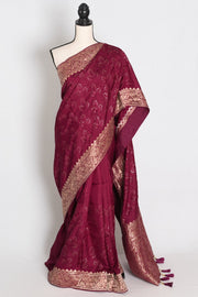 Kalpana : Purple Dola Silk Banarasi Saree with Delicate Sequin Thread Embroidery