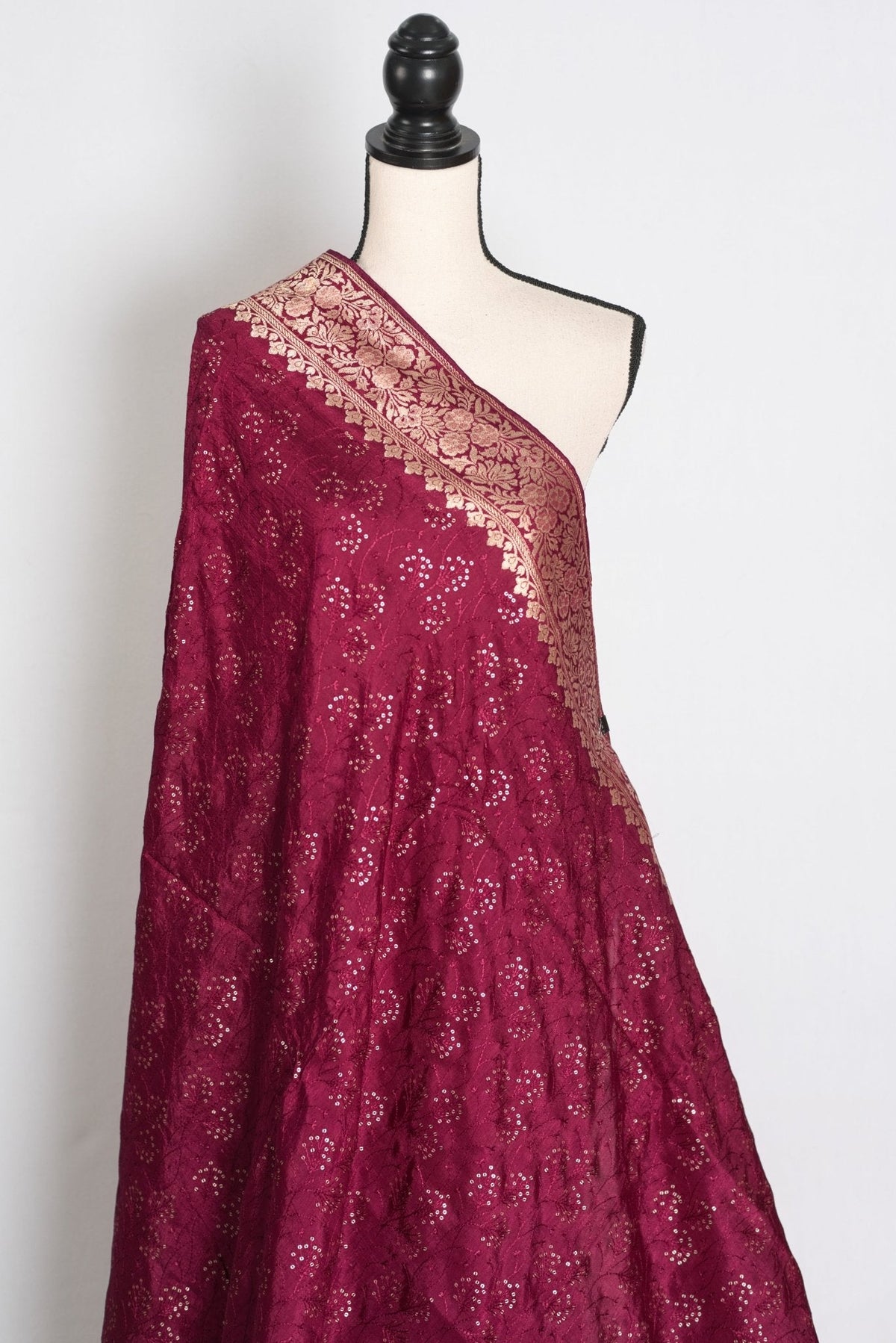 Kalpana : Purple Dola Silk Banarasi Saree with Delicate Sequin Thread Embroidery