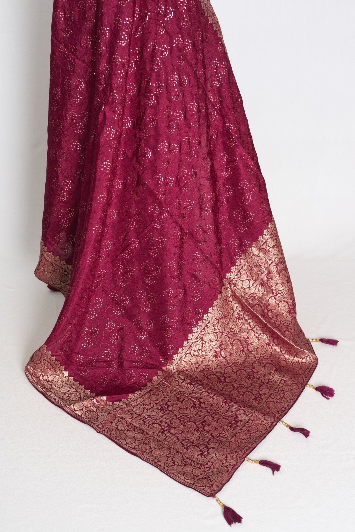 Kalpana : Purple Dola Silk Banarasi Saree with Delicate Sequin Thread Embroidery