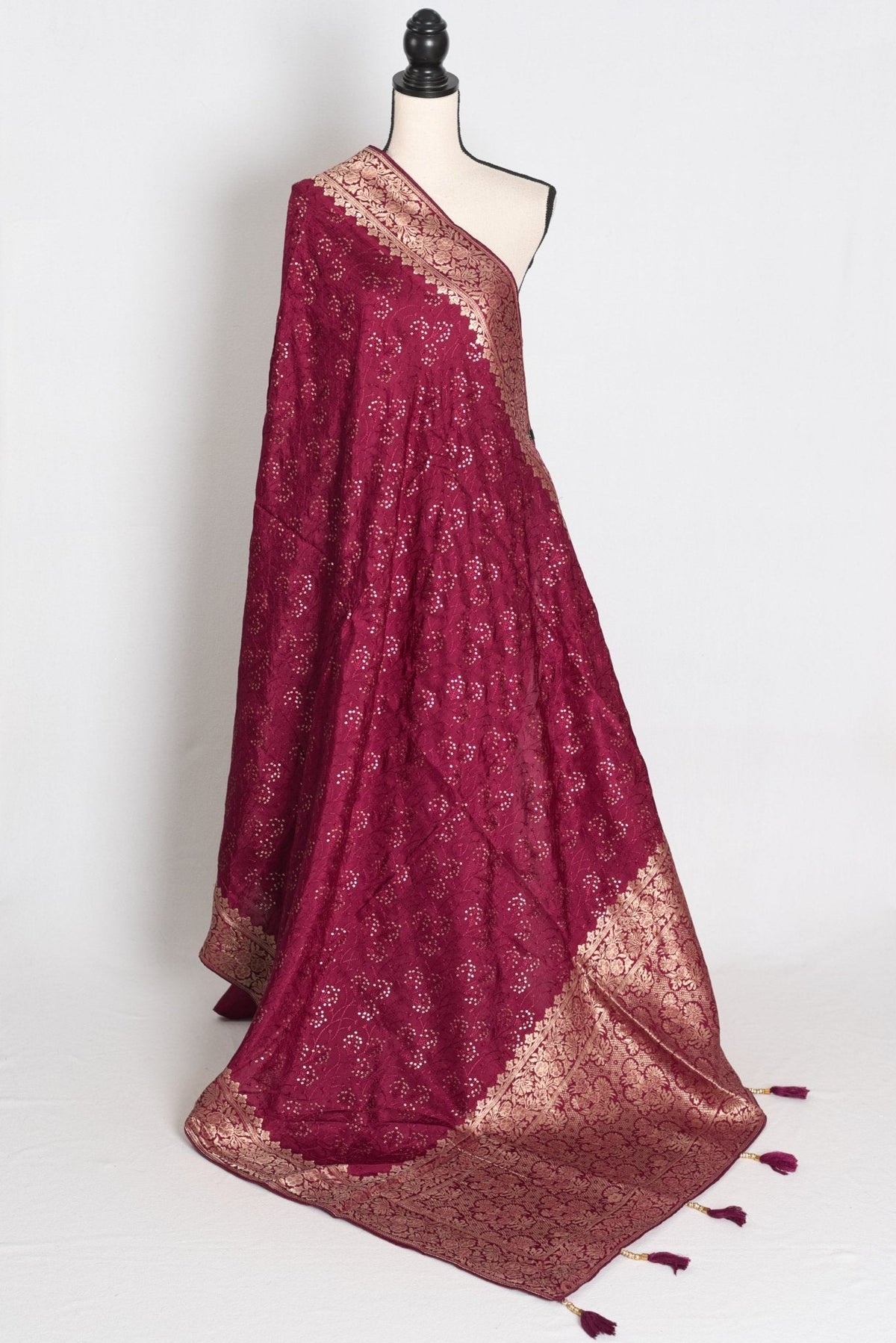 Kalpana : Purple Dola Silk Banarasi Saree with Delicate Sequin Thread Embroidery