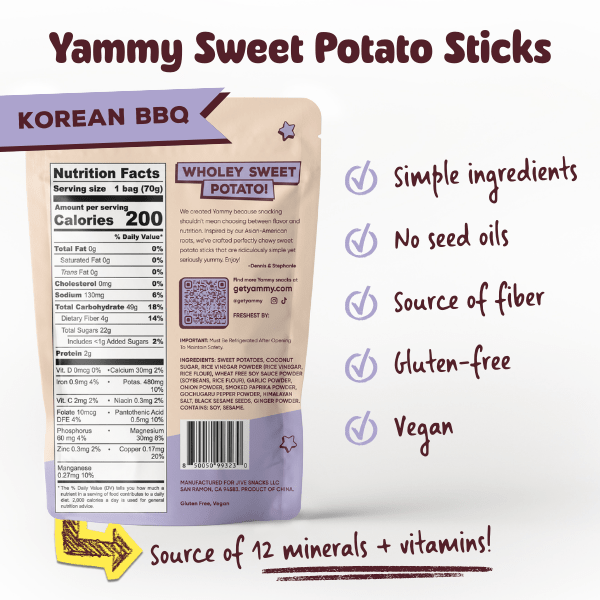 Korean BBQ Chewy Dried Sweet Potato – Savory Asian Snack (Pack of 5)