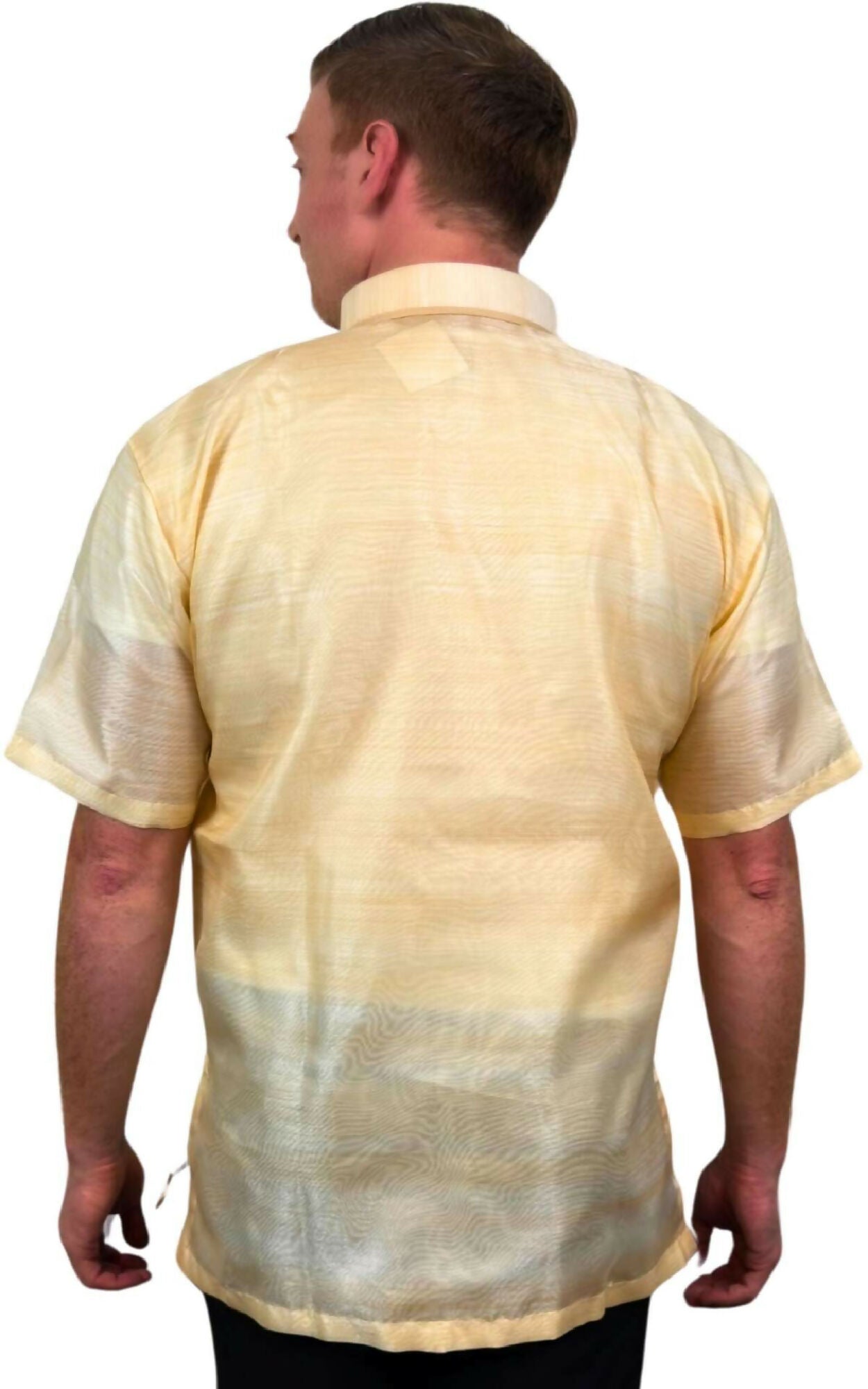 Mens Short Sleeve Barong Tagalog - White