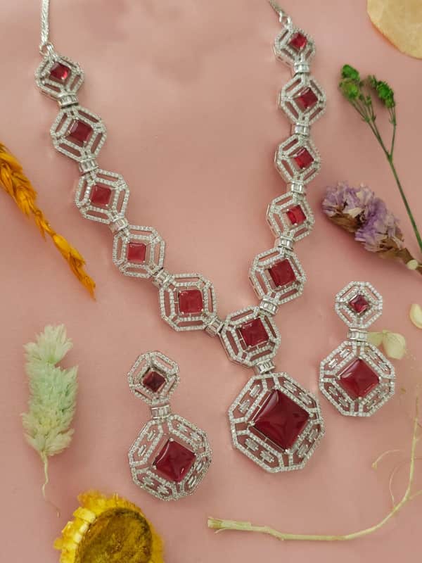 Latest Stylish American Diamond Necklace Set For Women