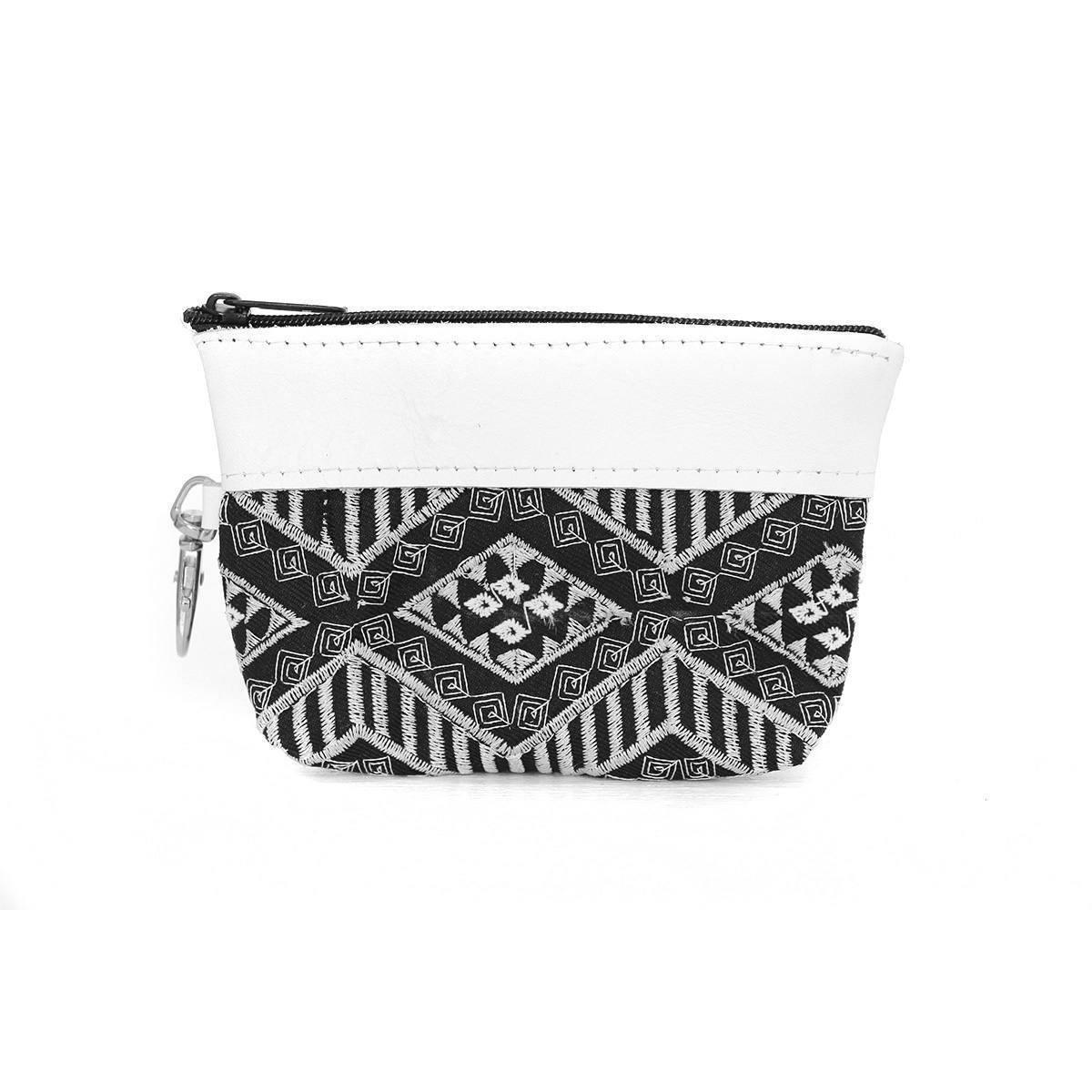 Geometric Leather Coin Purse wit Tassel - Thailand