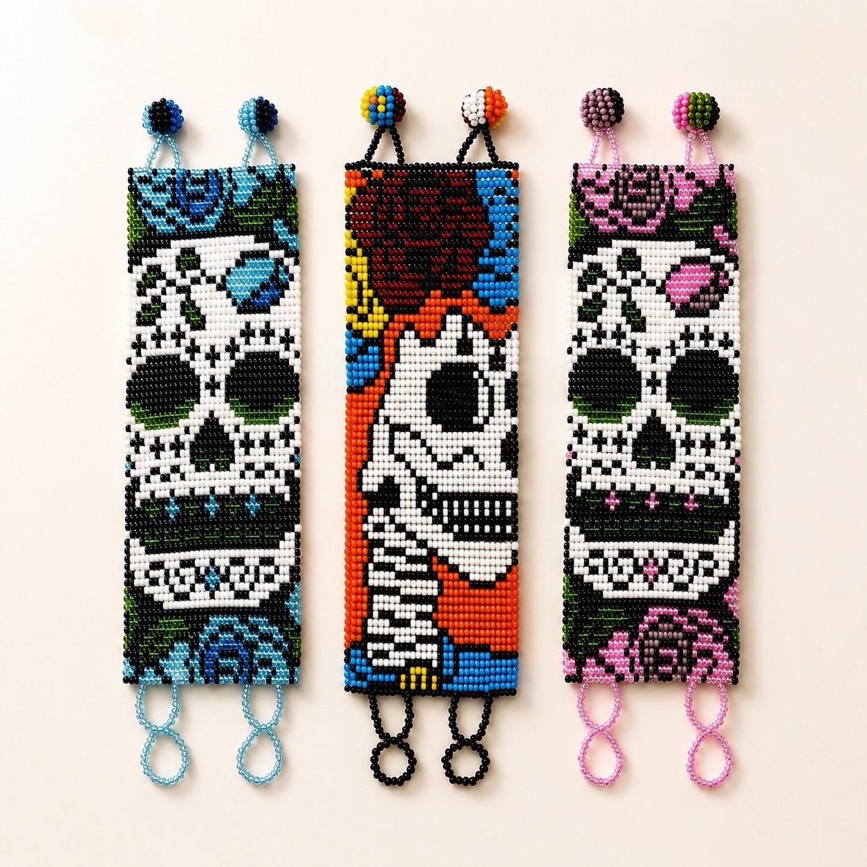 Sugar Skull | Catrina Seed Bead Adjustable Closure Bracelet - Guatemala